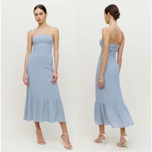 Reformation Blue strapless Arta dress size 4